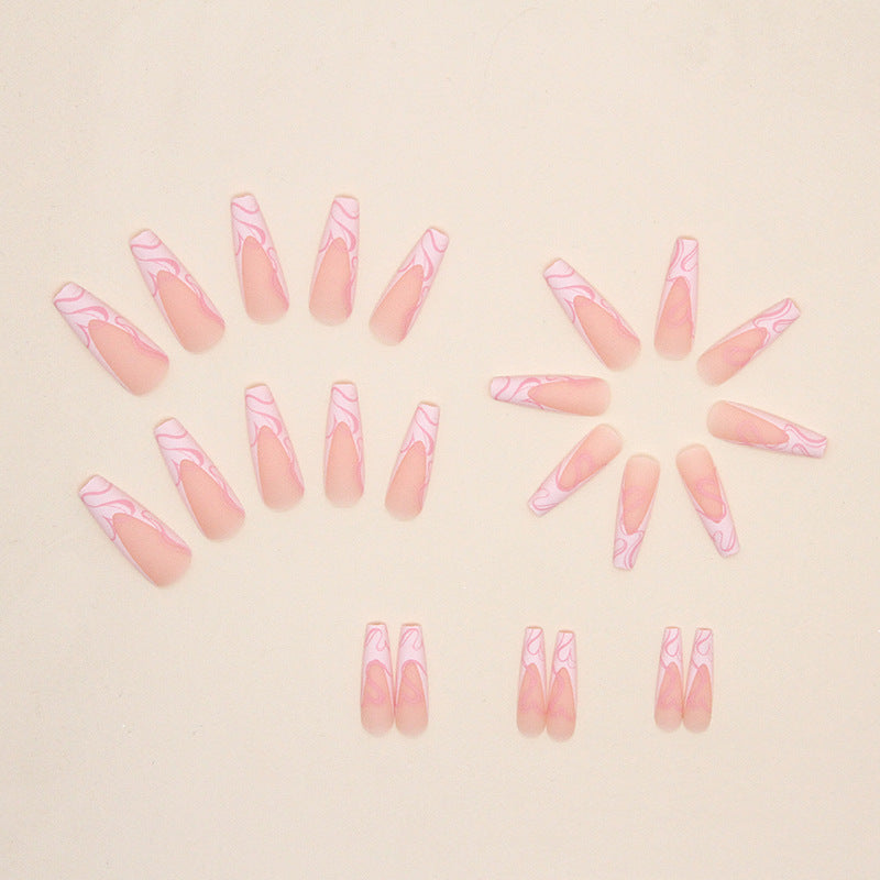 Heart Stripe Fake Nails Heart Stripe Fake Nails
